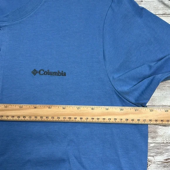 Columbia Men's Short Sleeve Henley II Shirt Landroamer sz Medium Skyler Blue - Picture 8 of 11